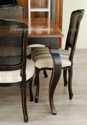 SE09 SN Parisian Chair Lacquered Black Worn Upholstered Seat 09